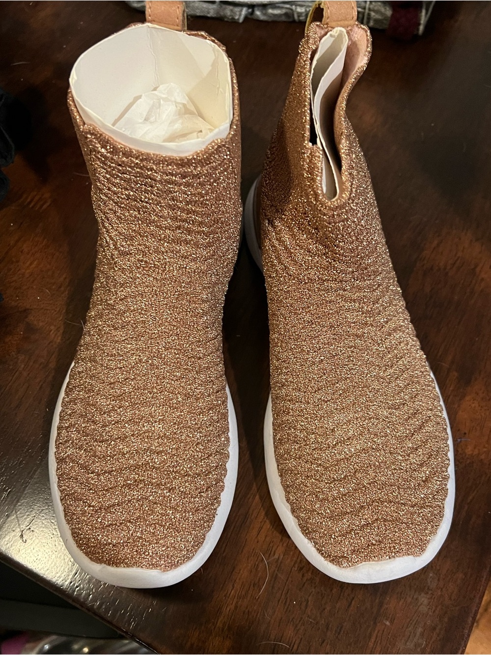 APL Women's Rose Gold Knit Slip-On Ankle Chelsea/Booties